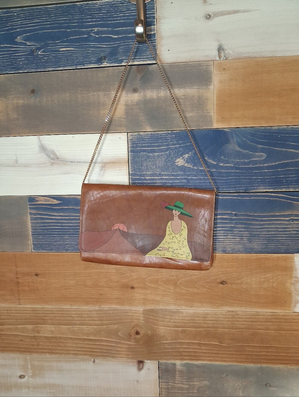 Vintage Handpainted Leather Purse / Handbag - Picture 5 of 8